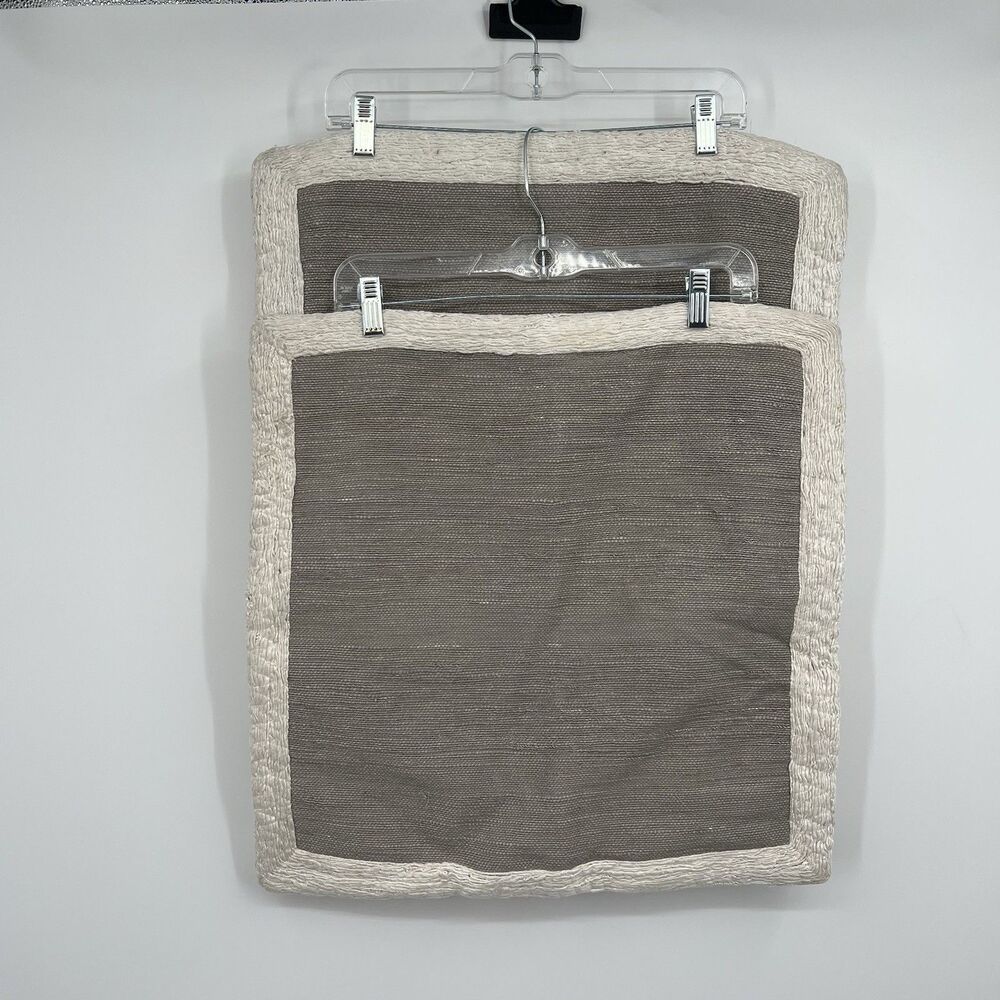 Pair Of West Elm 20x20 Textured Pillow Covers Boho Natural Embroidered Trim Zip